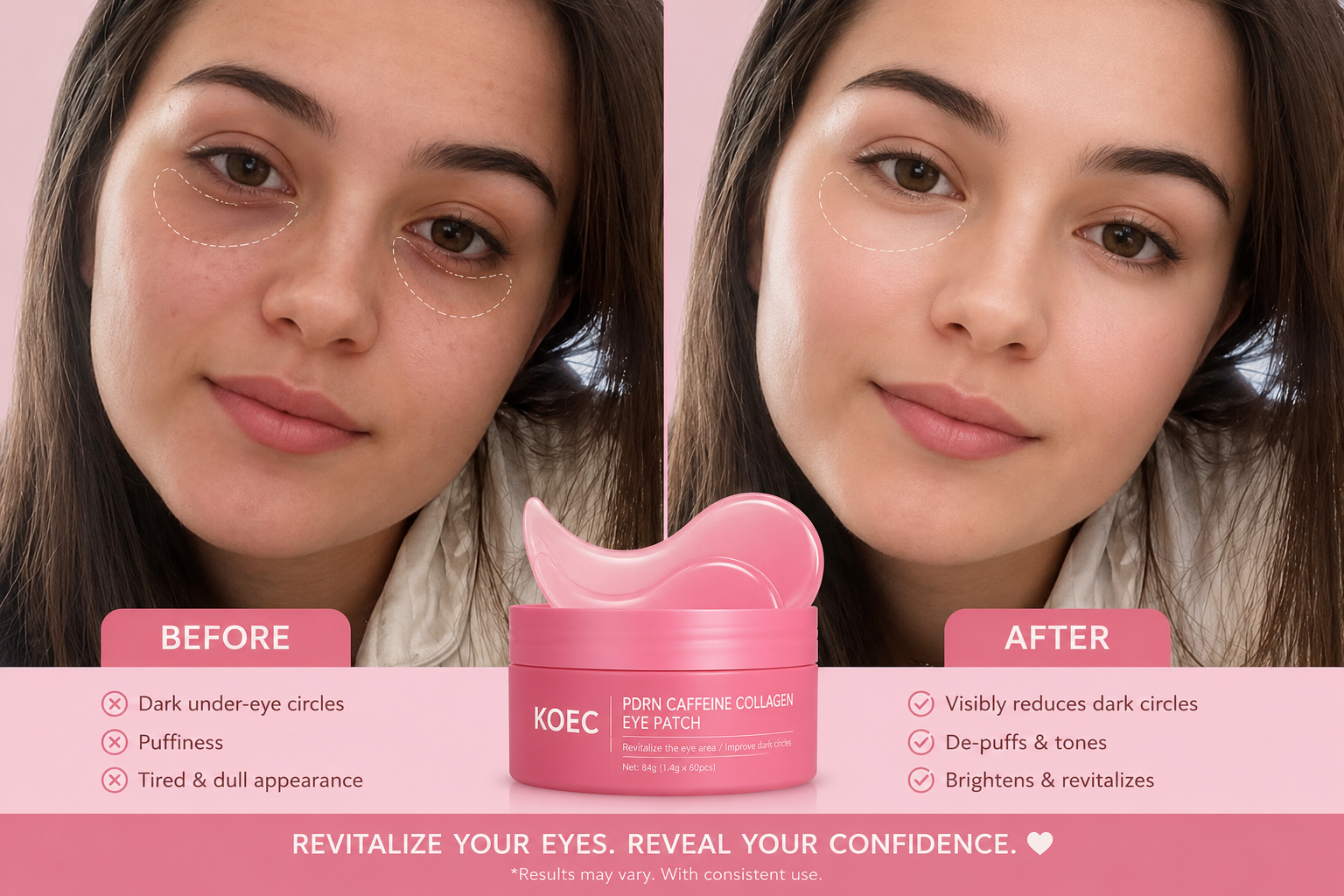 EyeRevive™ Collagen Peptide Hydrogel Eye Patches